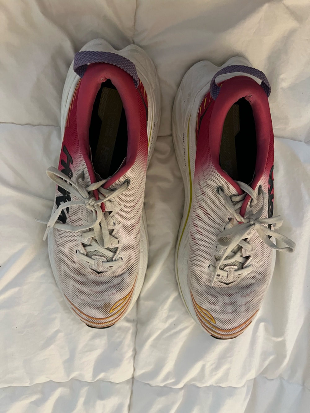 Hoka Women's White Pink and Purple Gradient Athletic Shoes Bondi X